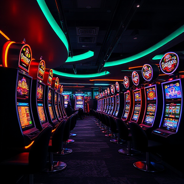 Casino slot machine game room featuring Nextspin online slots